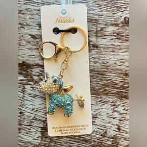 Natasha Gold and Blue Unicorn Keychain/Purse Charm NWOT Preppy Whimsical